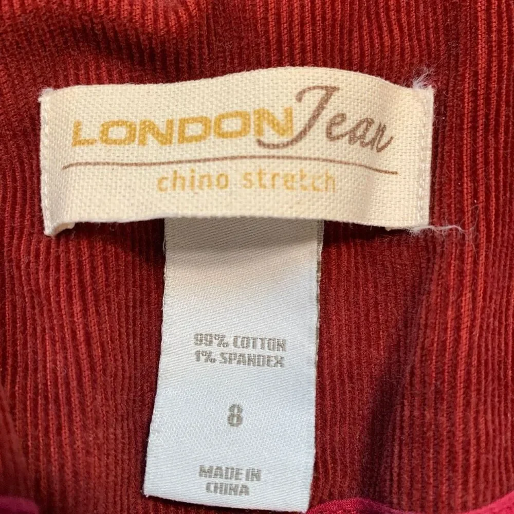 London Jean Rust Corduroy Blazer Jacket Fitted Tailored Stretch Retro Size 8